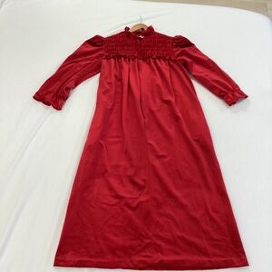 Vintage loungecrest red  Ruffle Christmas house coat robe women’s size S